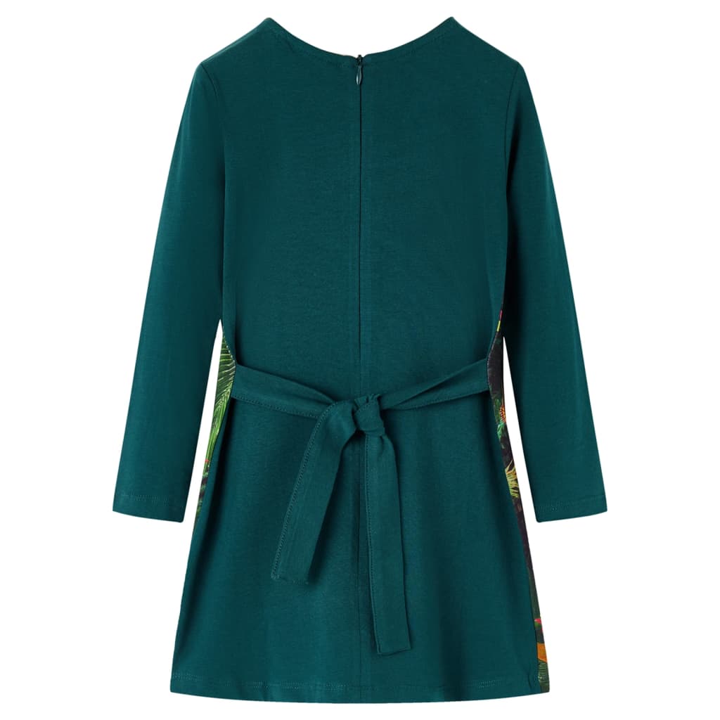 Vestido de manga comprida para criança verde-escuro 104