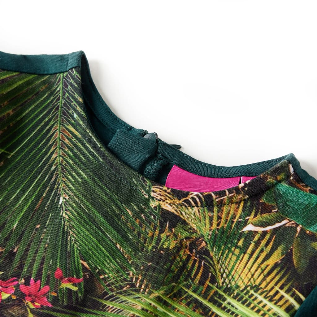 Vestido de manga comprida para criança verde-escuro 104
