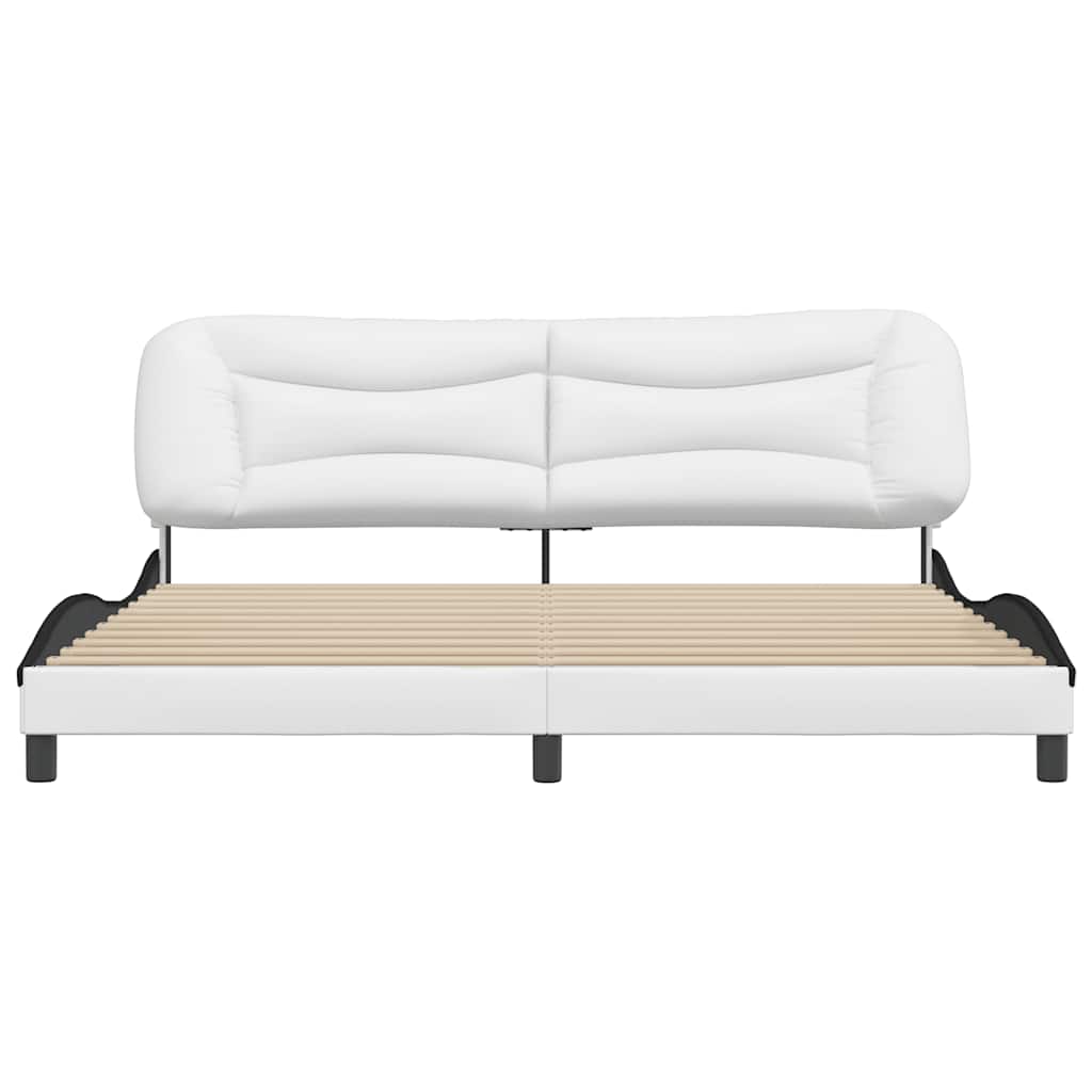 Estrutura de cama sem colchão hvar couro artificial branco e preto