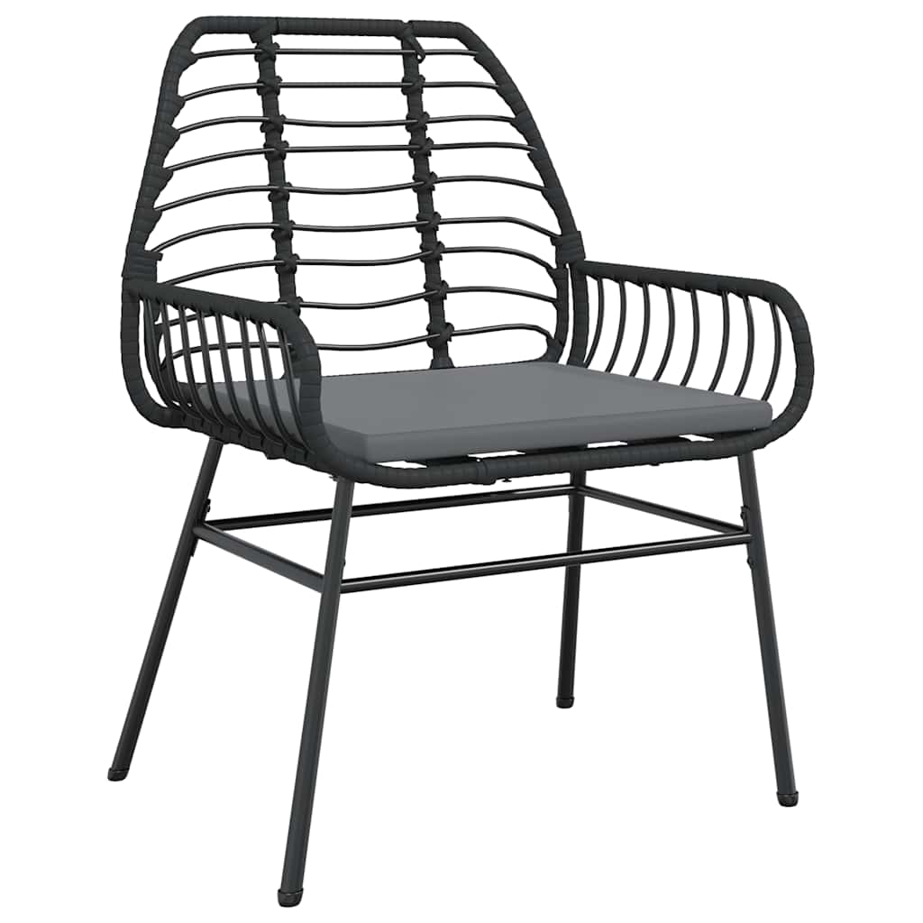 Conjunto de jantar jardim 5 peças almofadas vidro vime PE preto