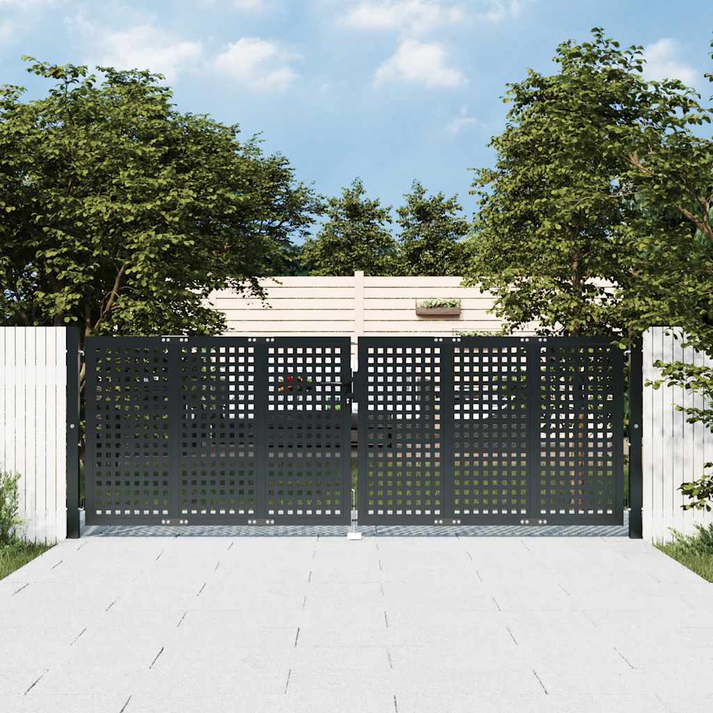 Portão de jardim em aço antracite 300x75 cm