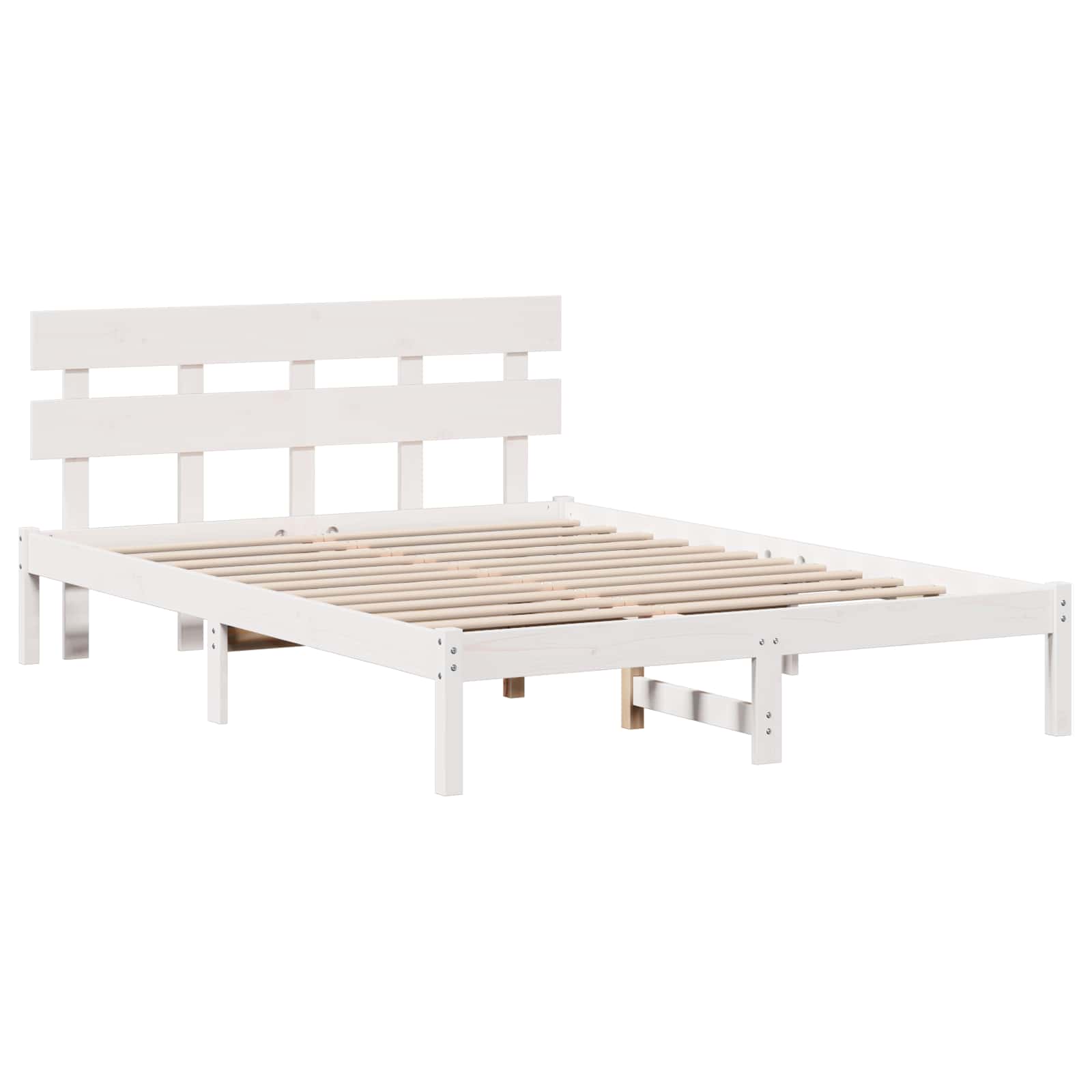 Estrutura da cama branco 150 x 200 cm madeira de pinho maciça