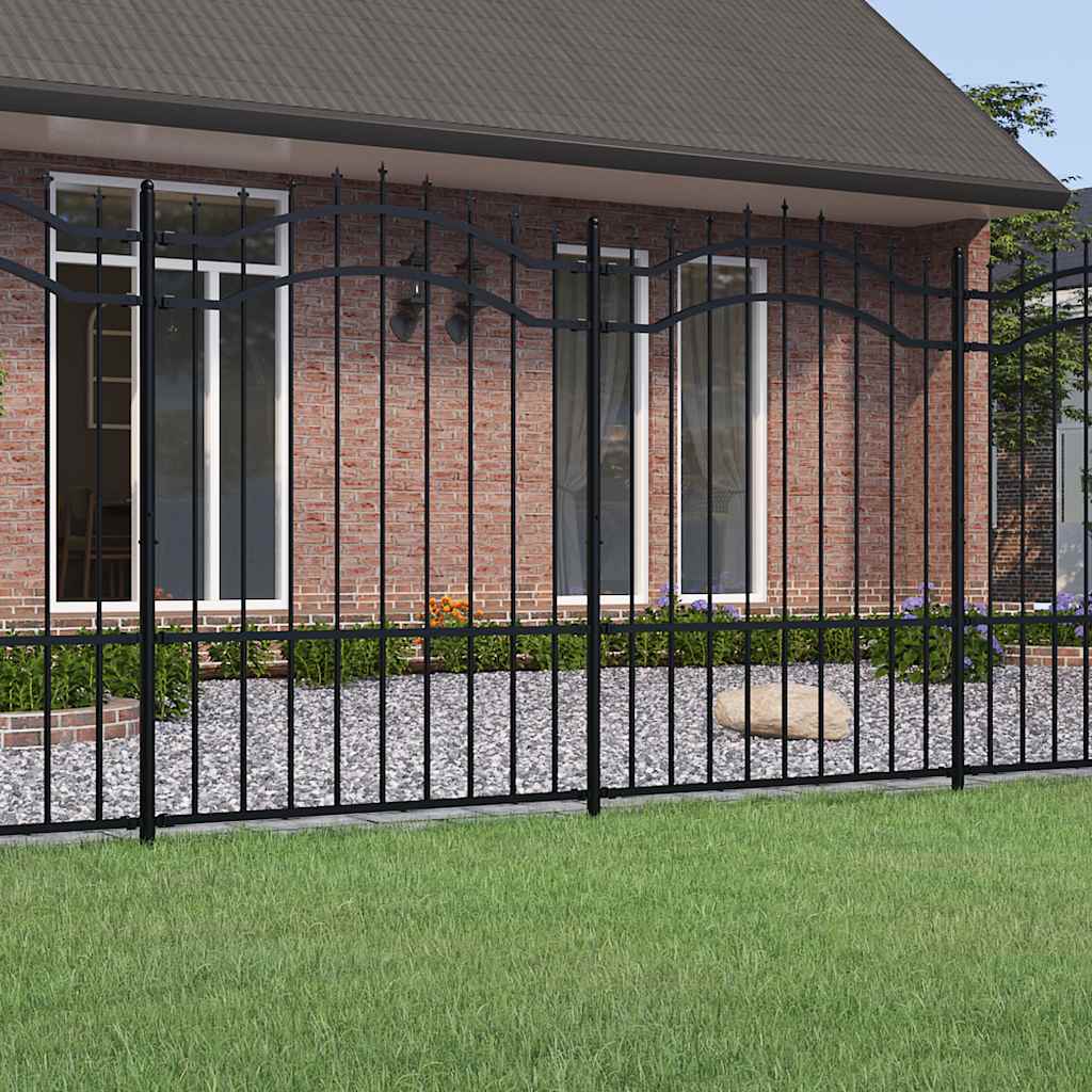 Cerca de jardim woerden com ponta em forma de lança, preto, 240x150 cm, em aço.