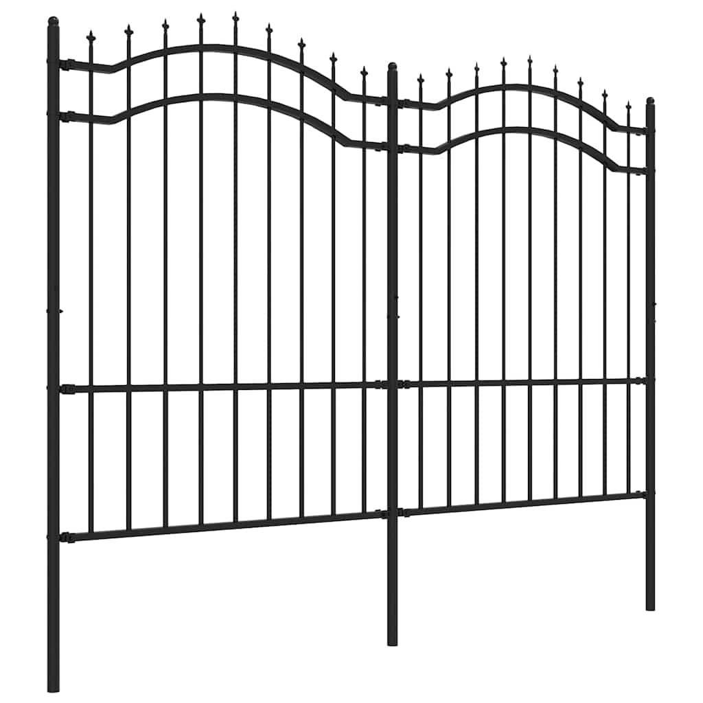 Cerca de jardim woerden com ponta em forma de lança, preto, 240x150 cm, em aço.