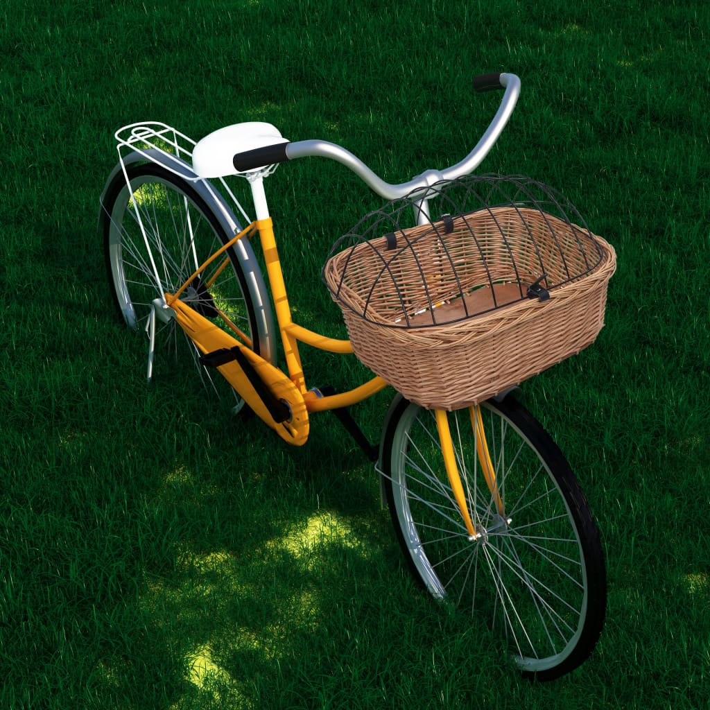 Cesto bicicleta com cobertura 50x45x35 cm salgueiro natural