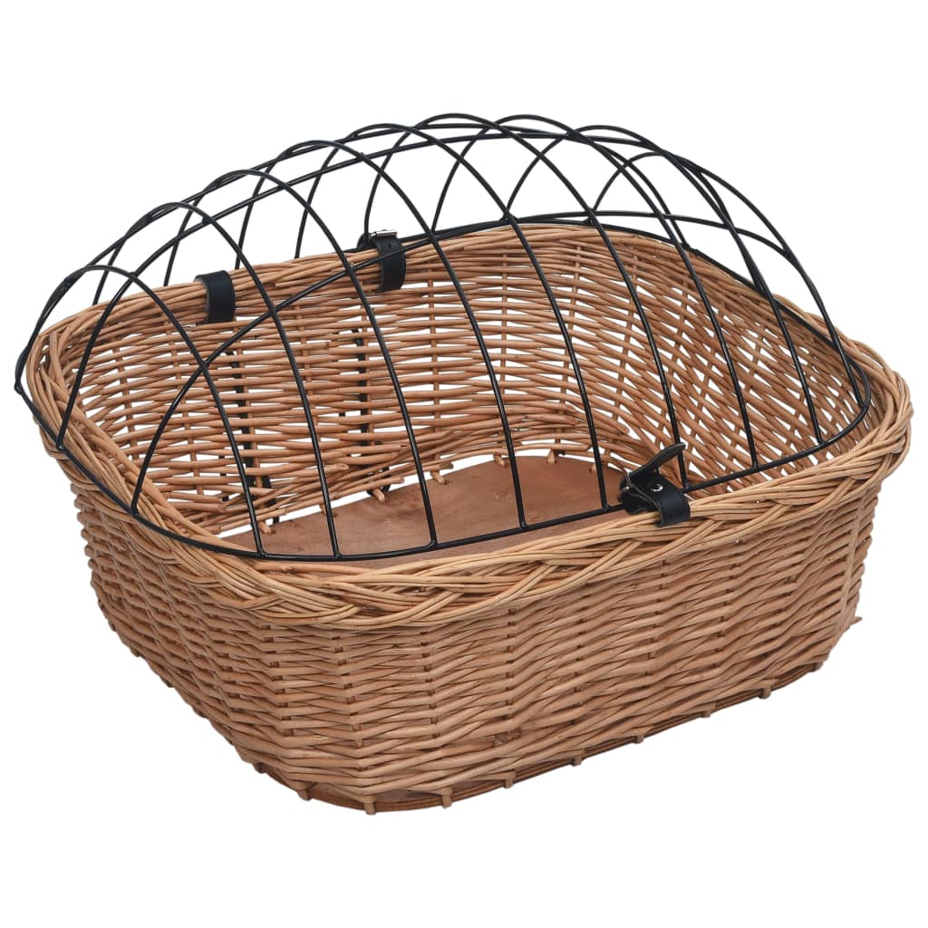 Cesto bicicleta com cobertura 50x45x35 cm salgueiro natural