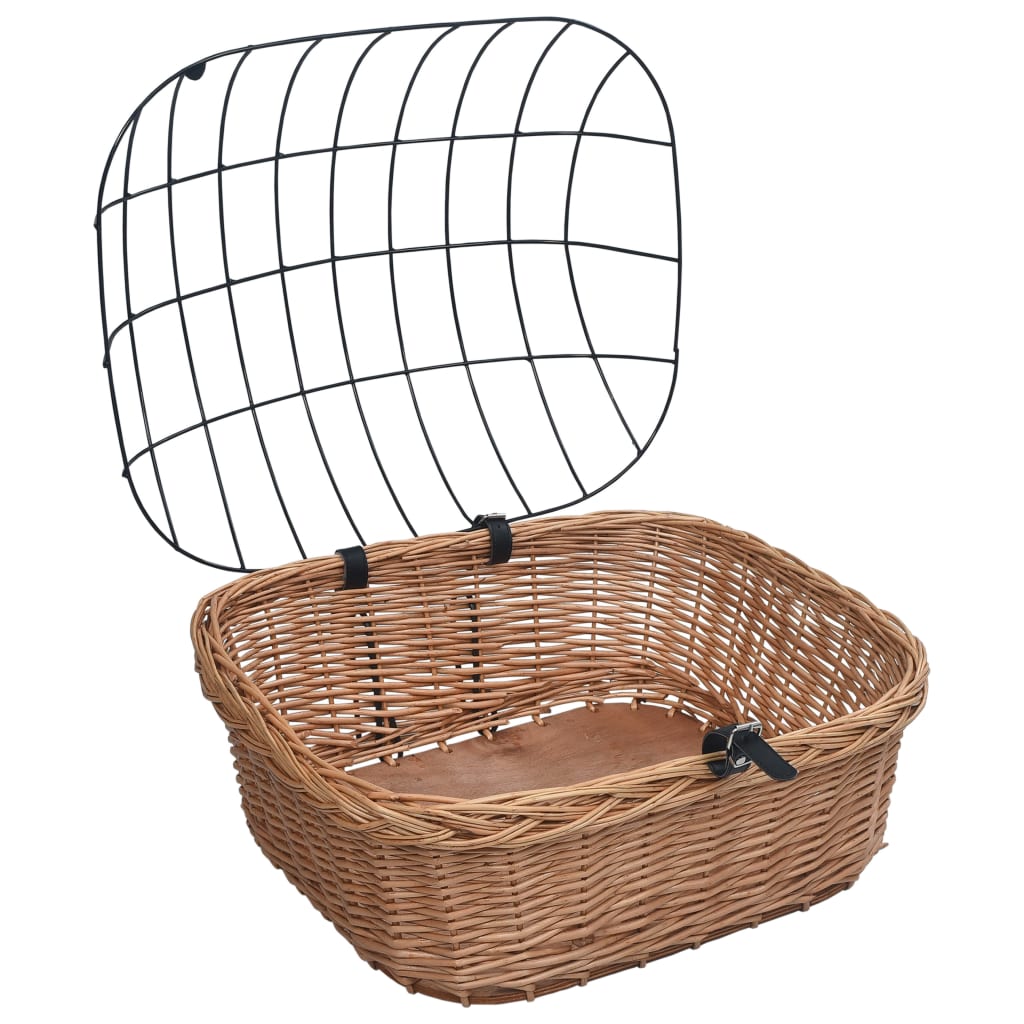 Cesto bicicleta com cobertura 50x45x35 cm salgueiro natural