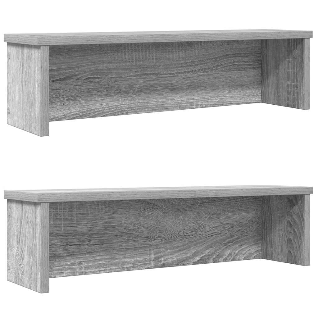 Racks de cozinha empilhável 2 pcs 60x15x16 cm cinzento sonoma