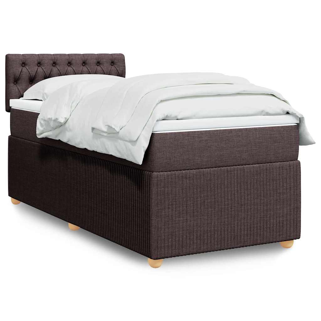 Cama com molas/colchão 90x190 cm tecido castanho-escuro