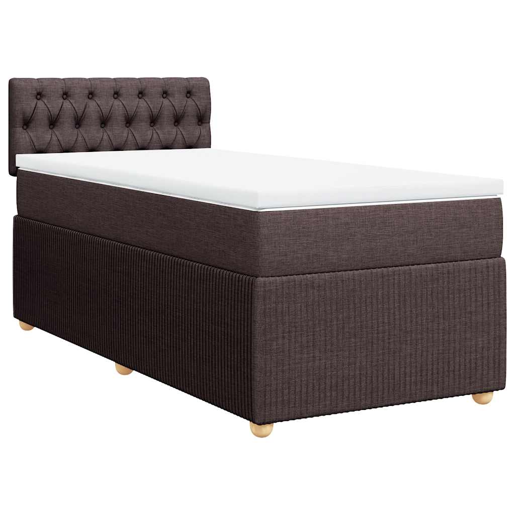Cama com molas/colchão 90x190 cm tecido castanho-escuro