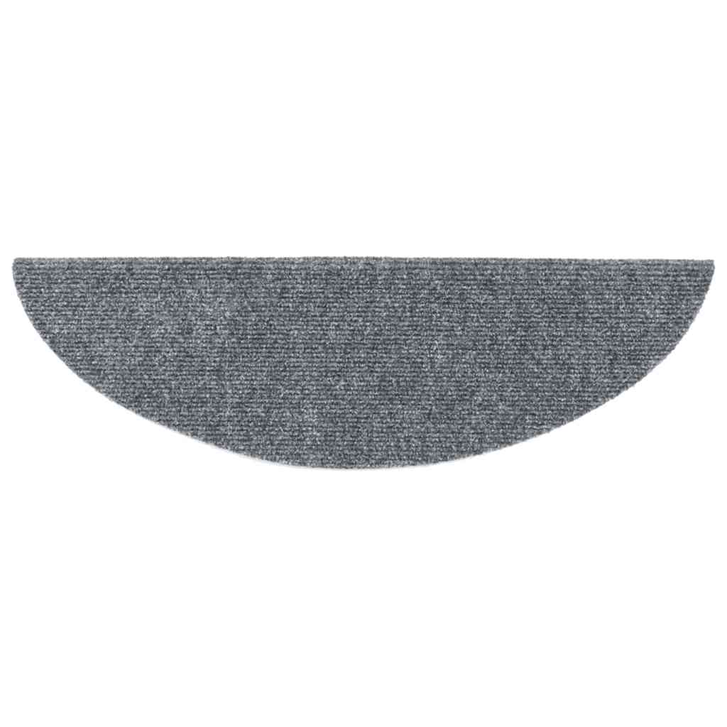 Tapetes de escada autoadesivos 30 peças 56x17x3 cm cinza claro semicircular