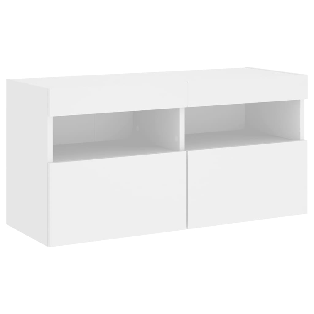 Móvel de parede para TV com luzes LED 80x30x40 cm branco