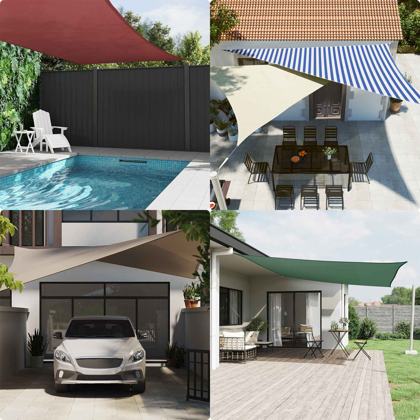 Vela de sombra solar azul e branco 2 x 2 m