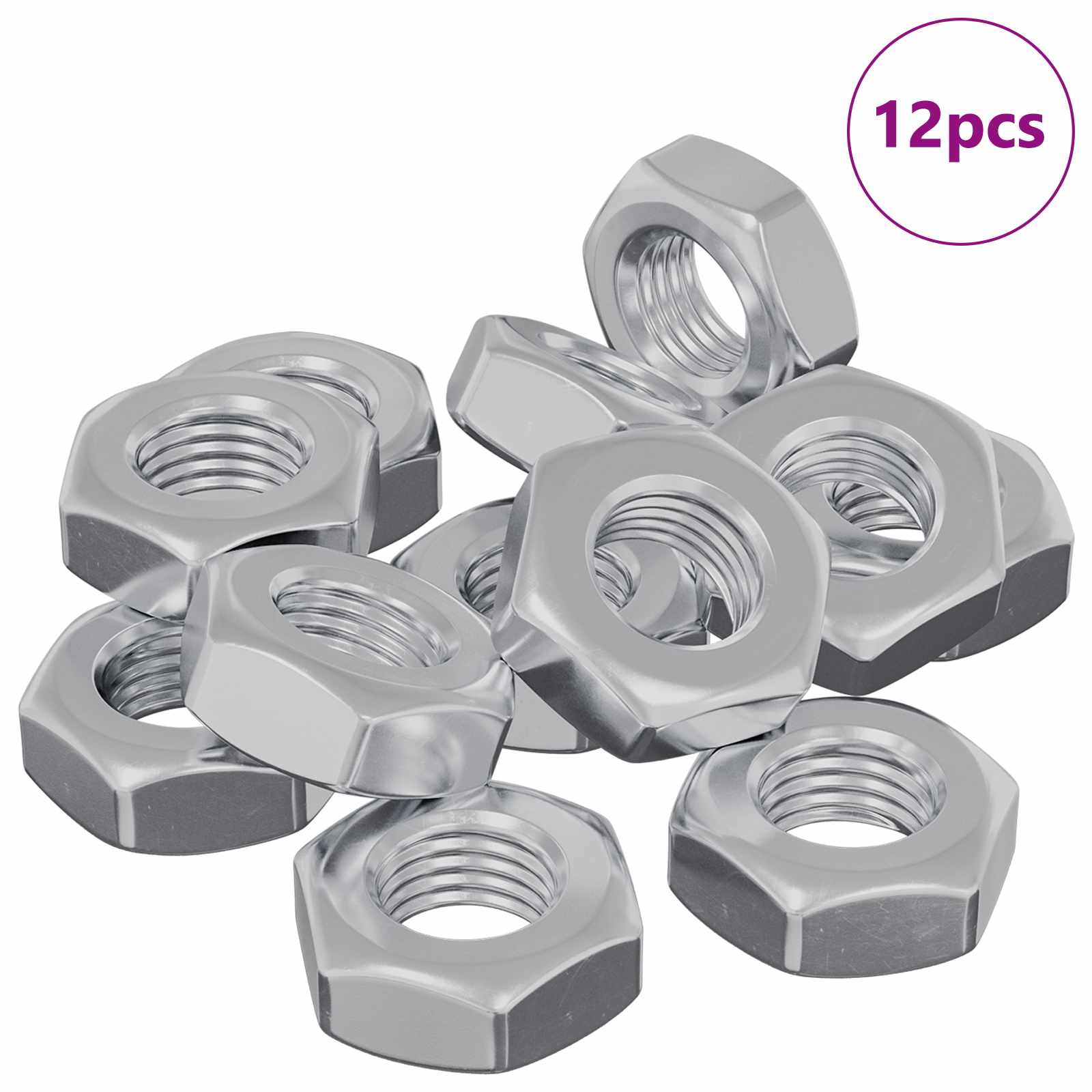 Porca hexagonal 12 unid. prateado m8 metal