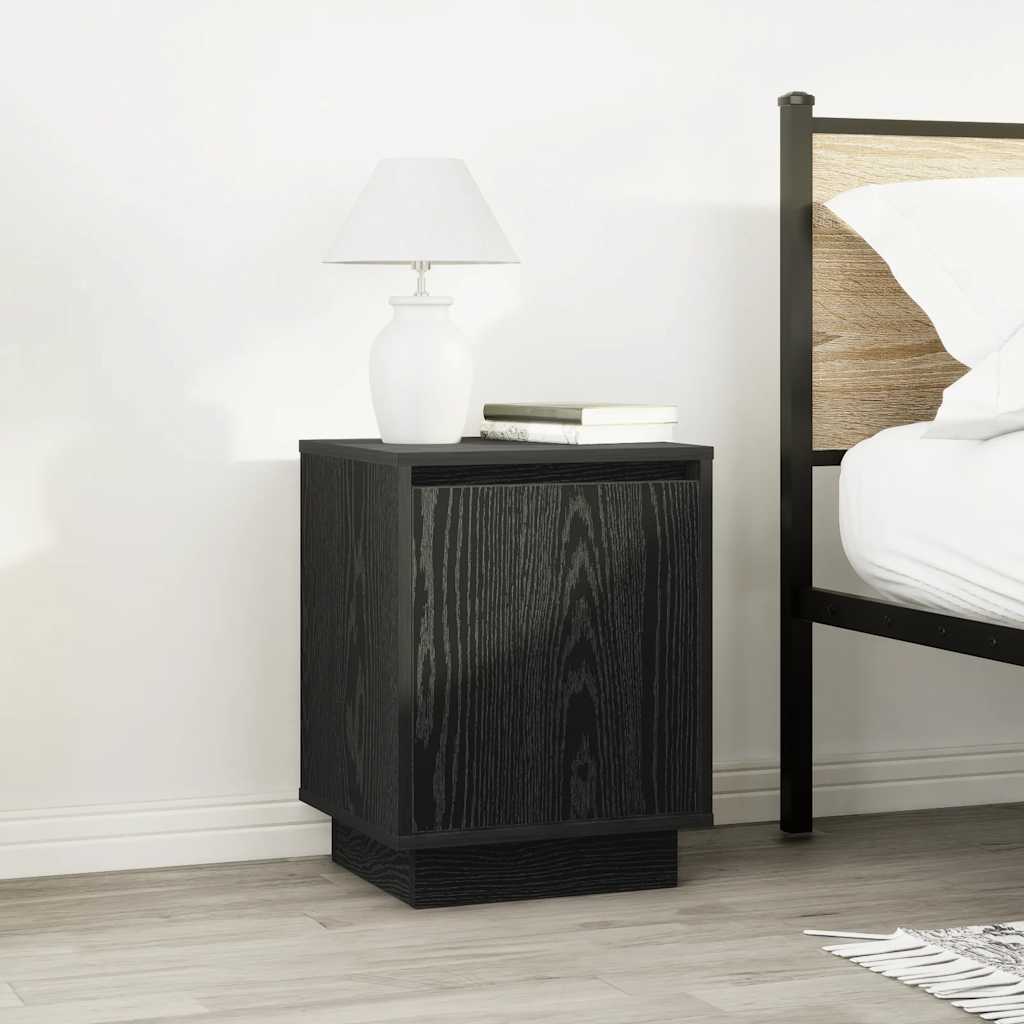 Mesas cabeceira c/ luzes LED 2 pcs 38x34x50 cm preto