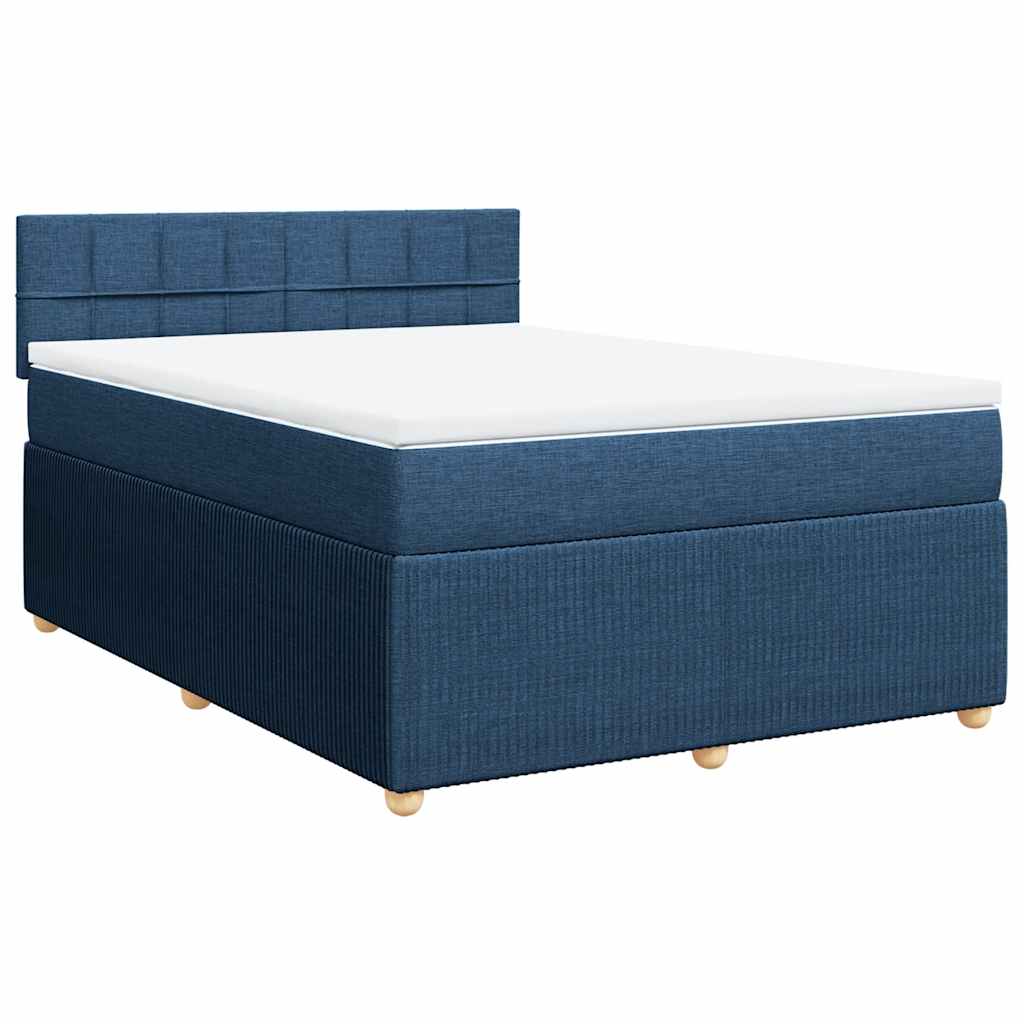 Cama com molas/colchão 140x200 cm tecido azul