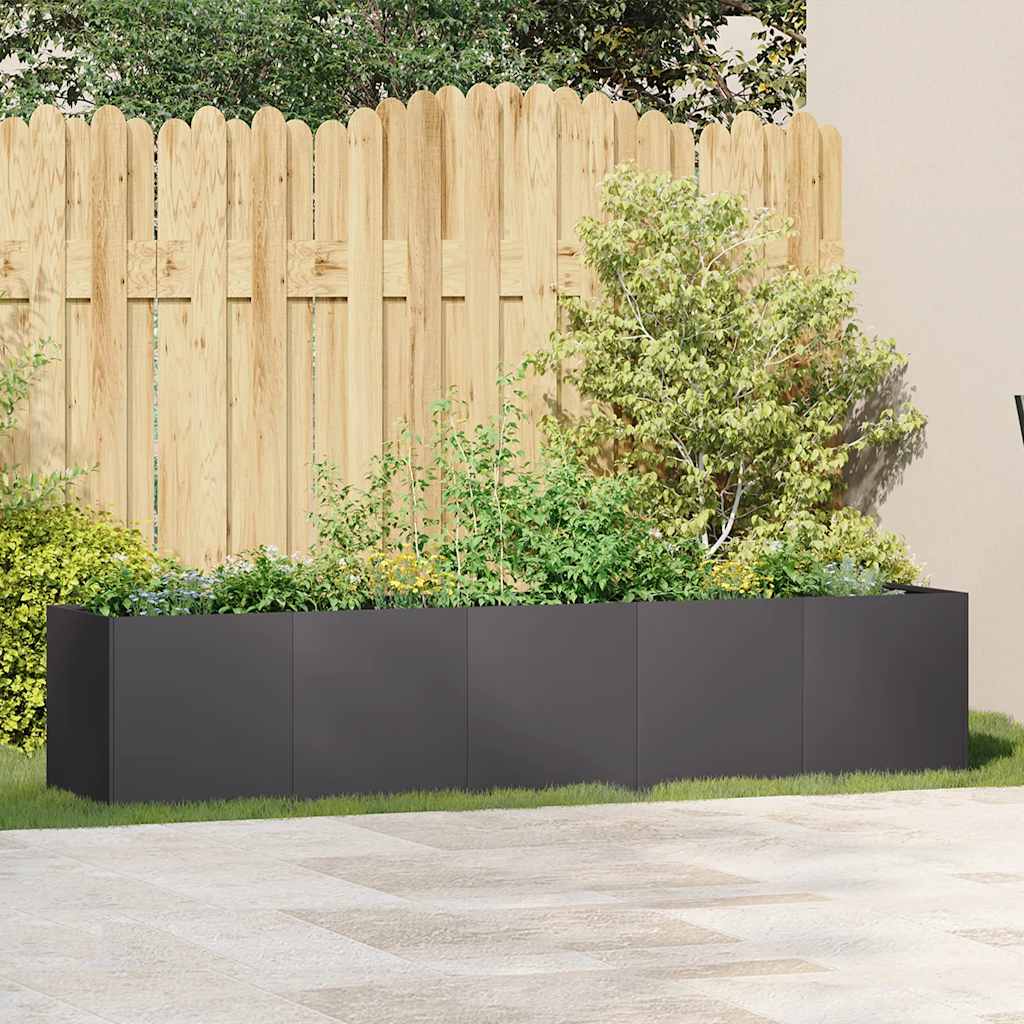 Vaso preto 200x40x40 cm aço laminado a frio