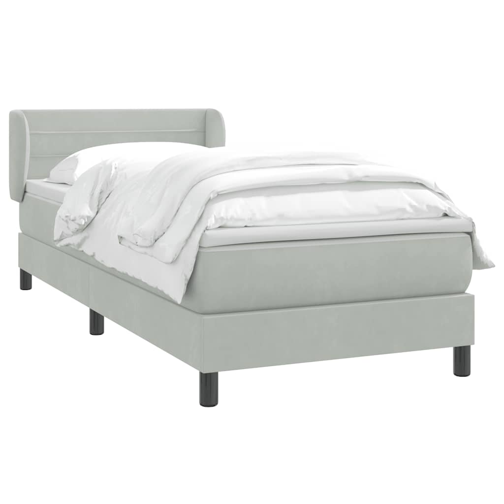 Cama com molas/colchão cinzento-claro 80x220 cm veludo