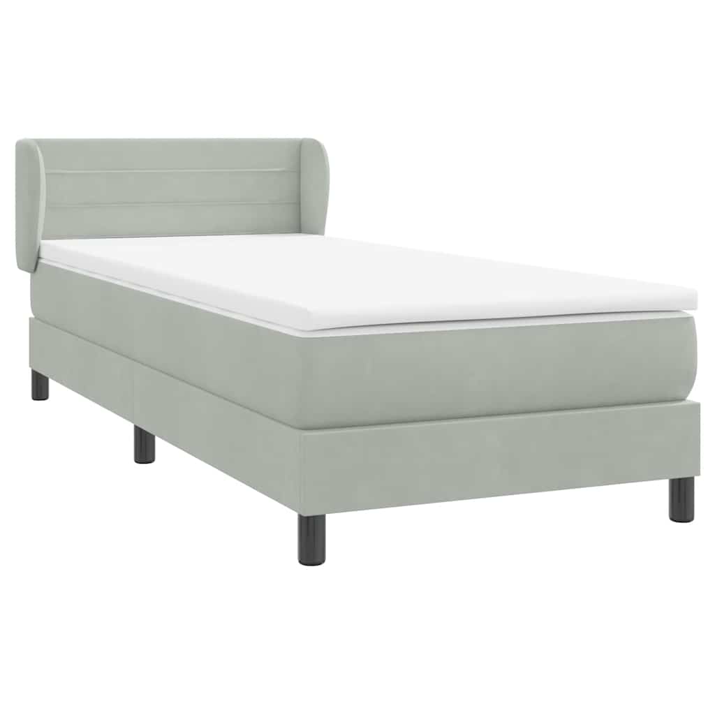 Cama com molas/colchão cinzento-claro 80x220 cm veludo