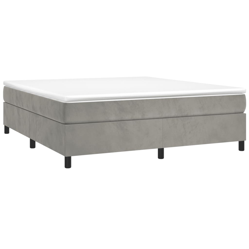 Estrutura de cama com molas 200x200 cm veludo cinzento-claro
