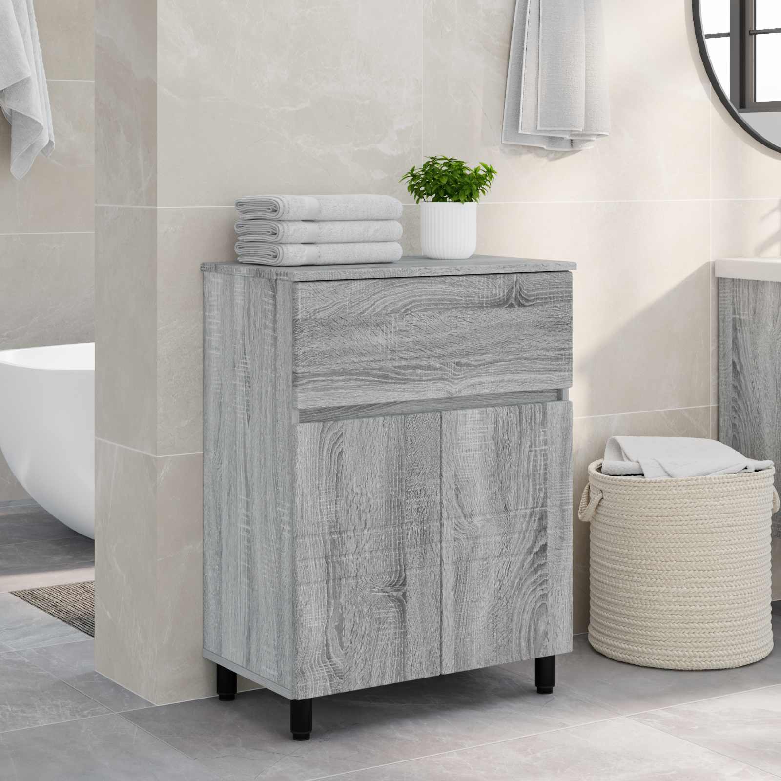 Unidade de vaidade para banheiro sonoma cinzento
