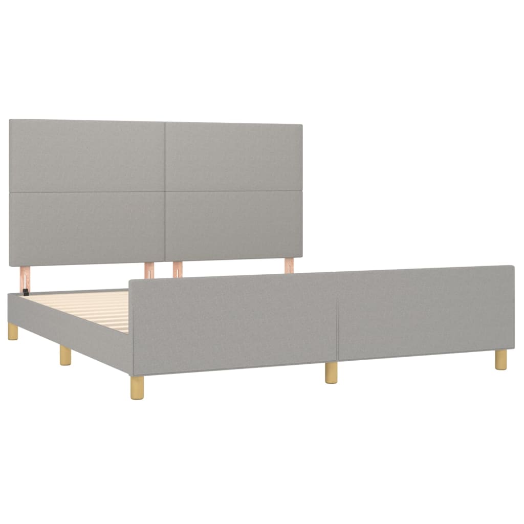 Estrutura de cama sem colchão 160x200 cm tecido cinzento-claro