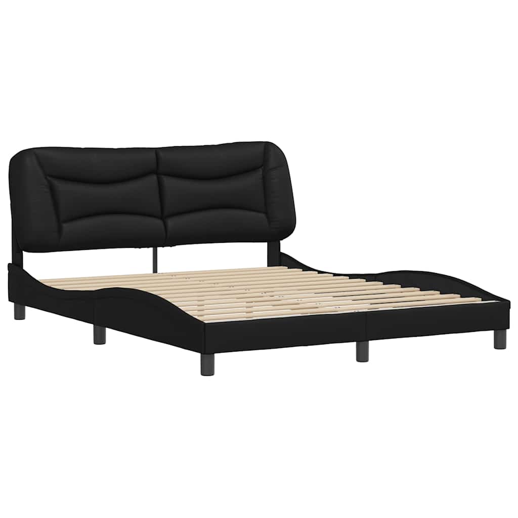 Estrutura de cama sem colchão hvar 160x200 cm couro artificial preto