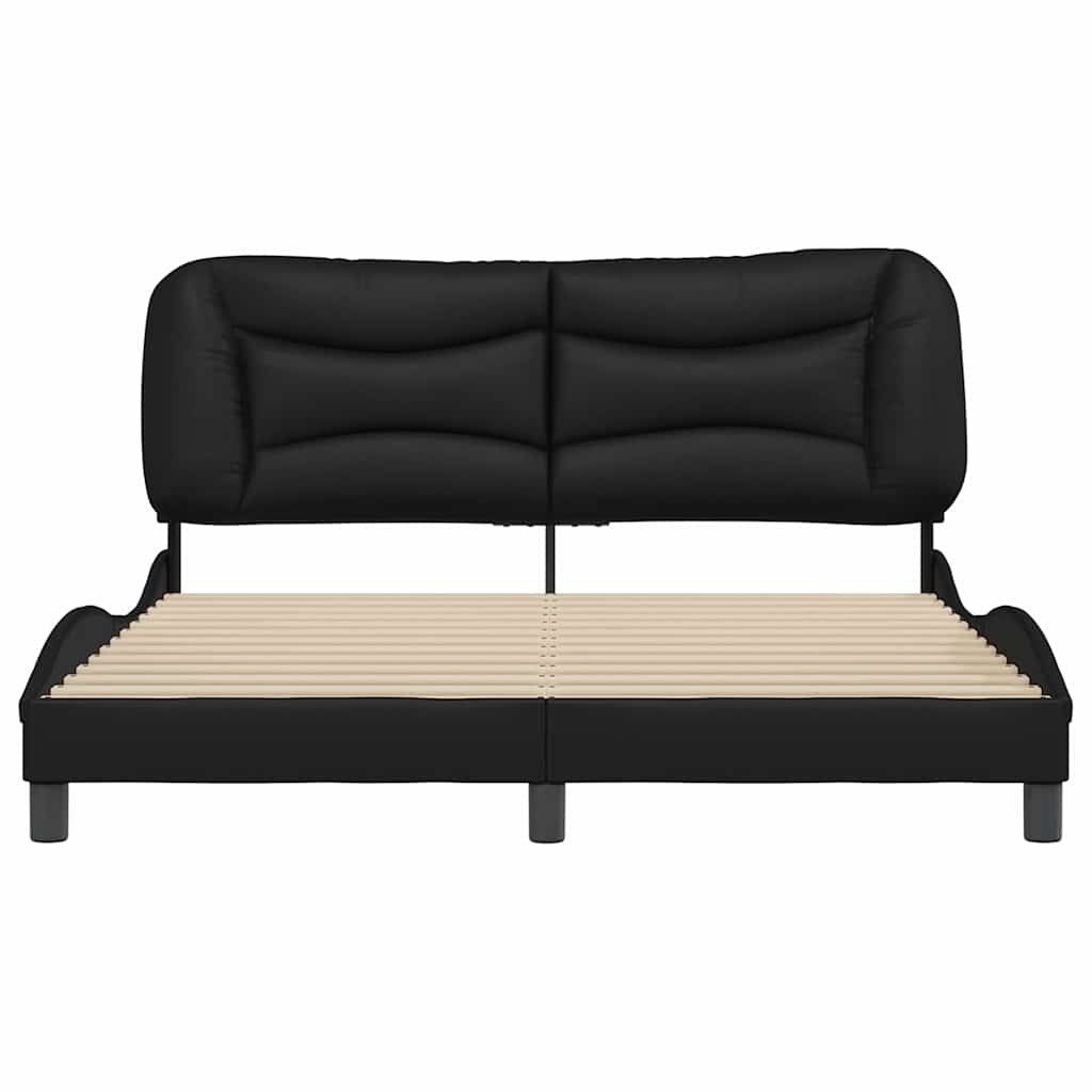 Estrutura de cama sem colchão hvar 160x200 cm couro artificial preto