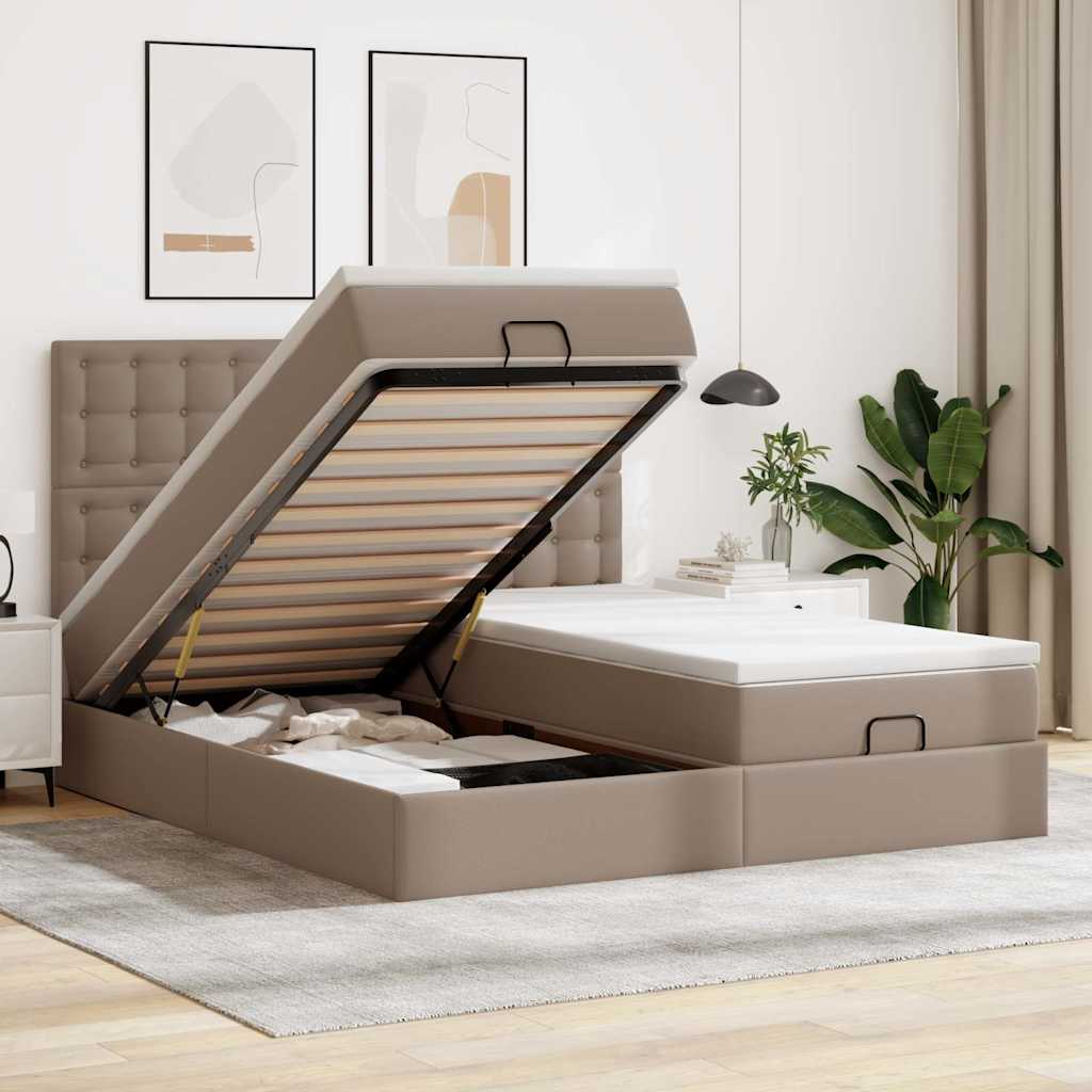 Estrutura de cama otomana com colchões cappuccino 180x200 cm