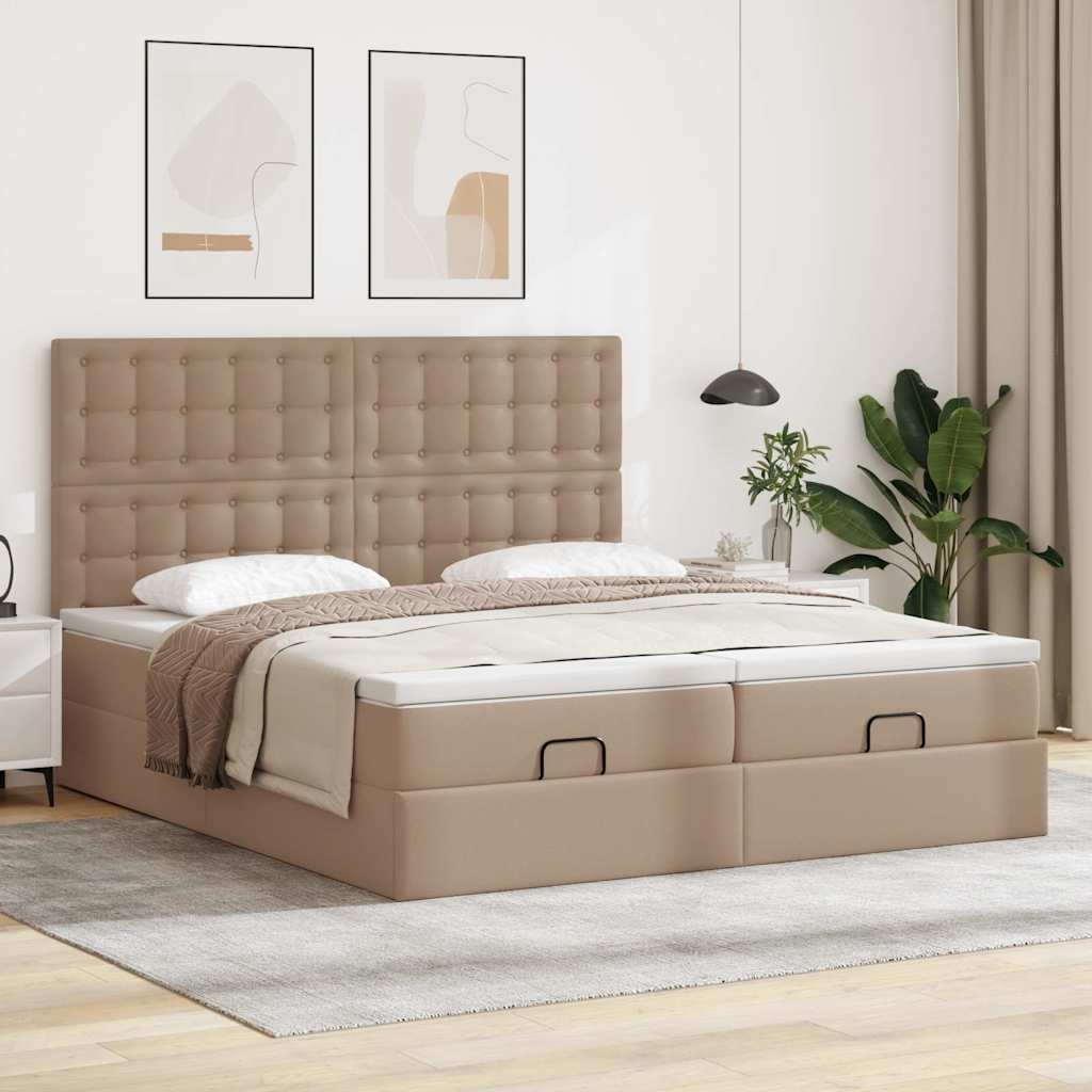 Estrutura de cama otomana com colchões cappuccino 180x200 cm
