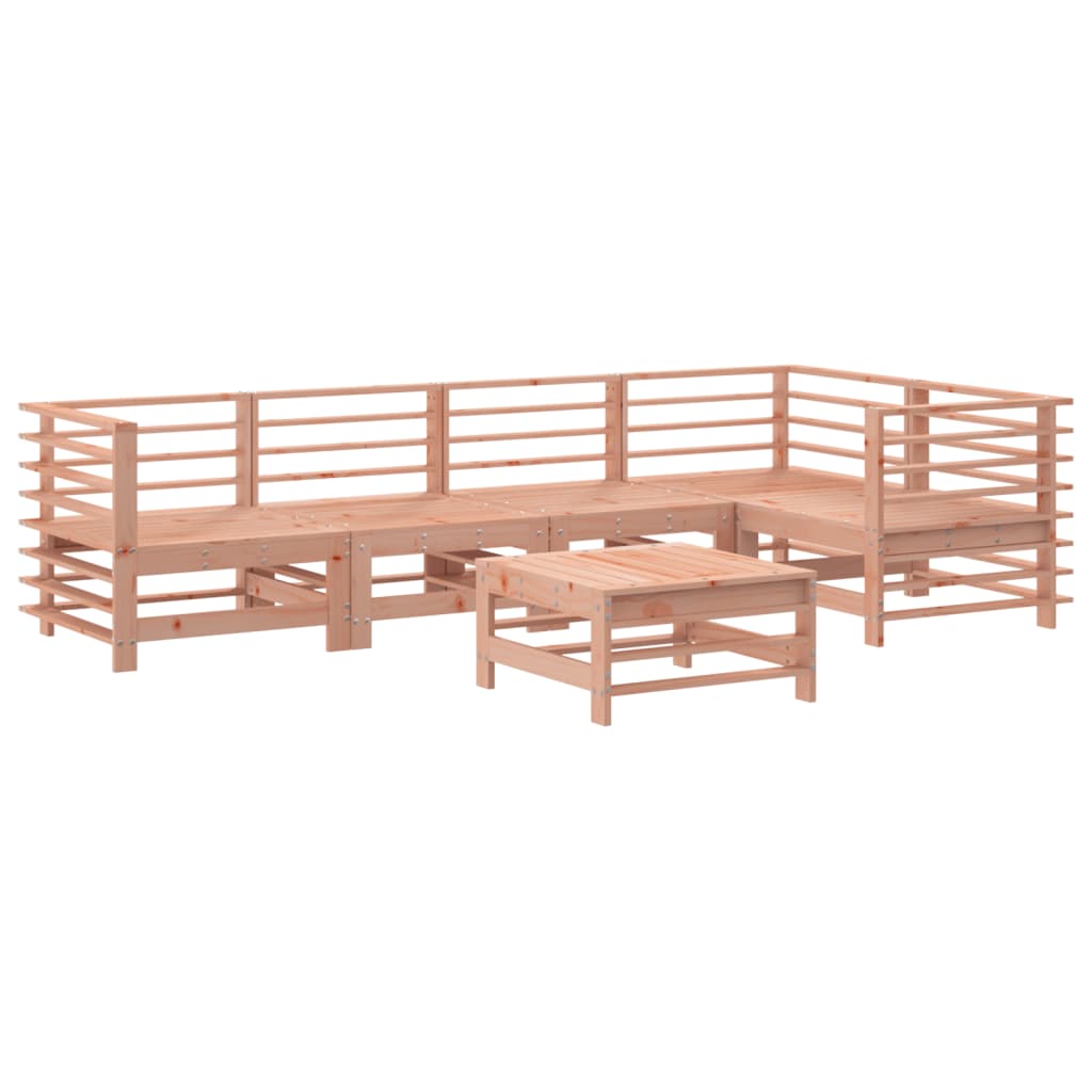 6 Pcs conj. lounge jardim c/ almofadões madeira douglas maciça