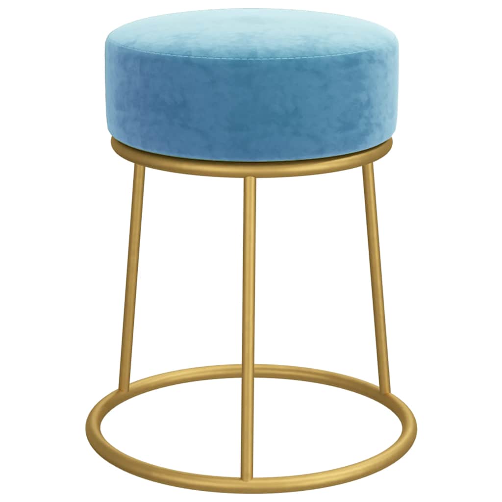 Banqueta redonda veludo azul-claro