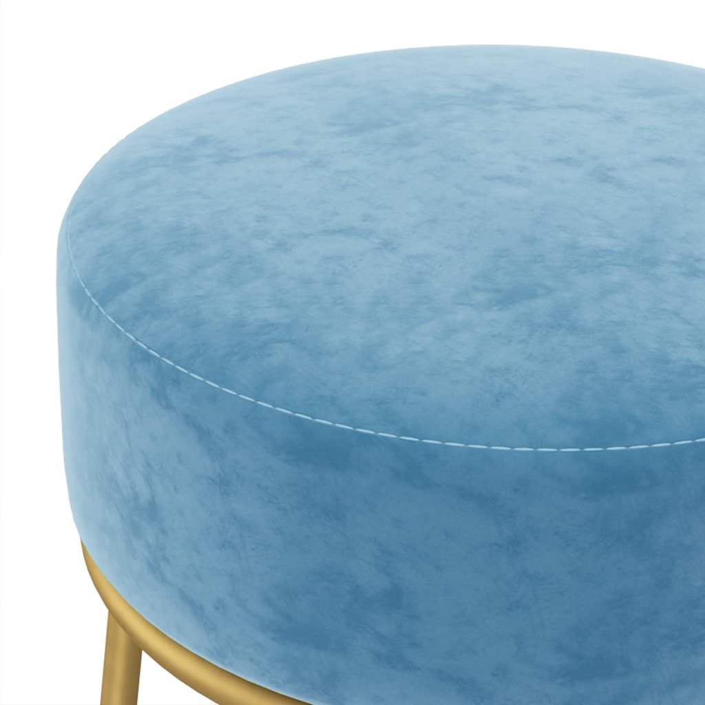 Banqueta redonda veludo azul-claro