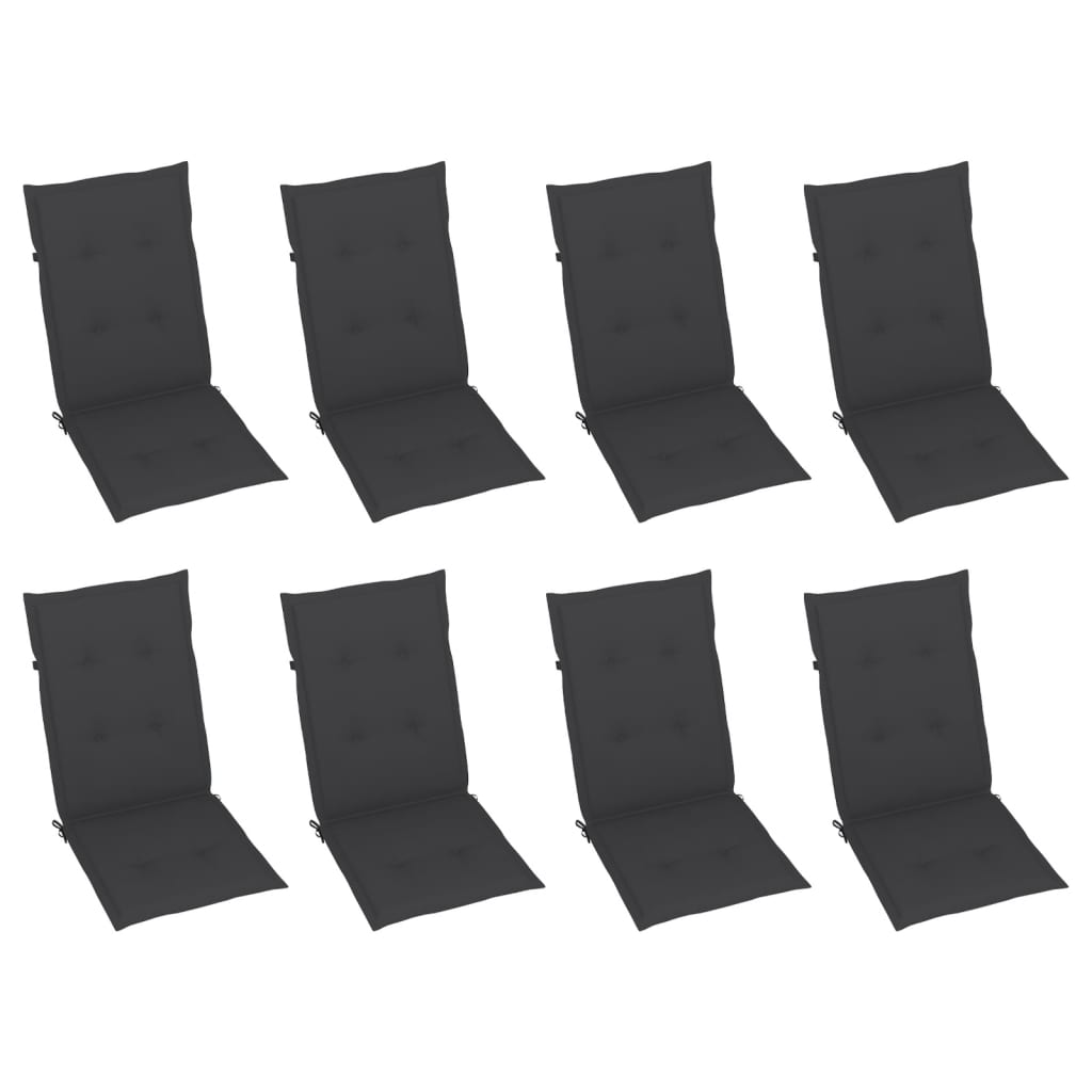 Cadeiras jardim reclináveis c/ almofadões 8 pcs acácia cinzento