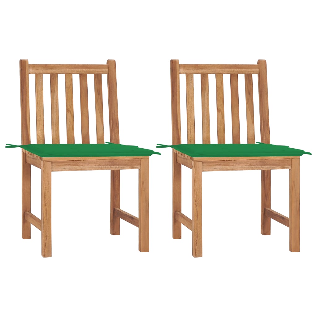 Cadeiras de jardim c/ almofadões 2 pcs teca maciça