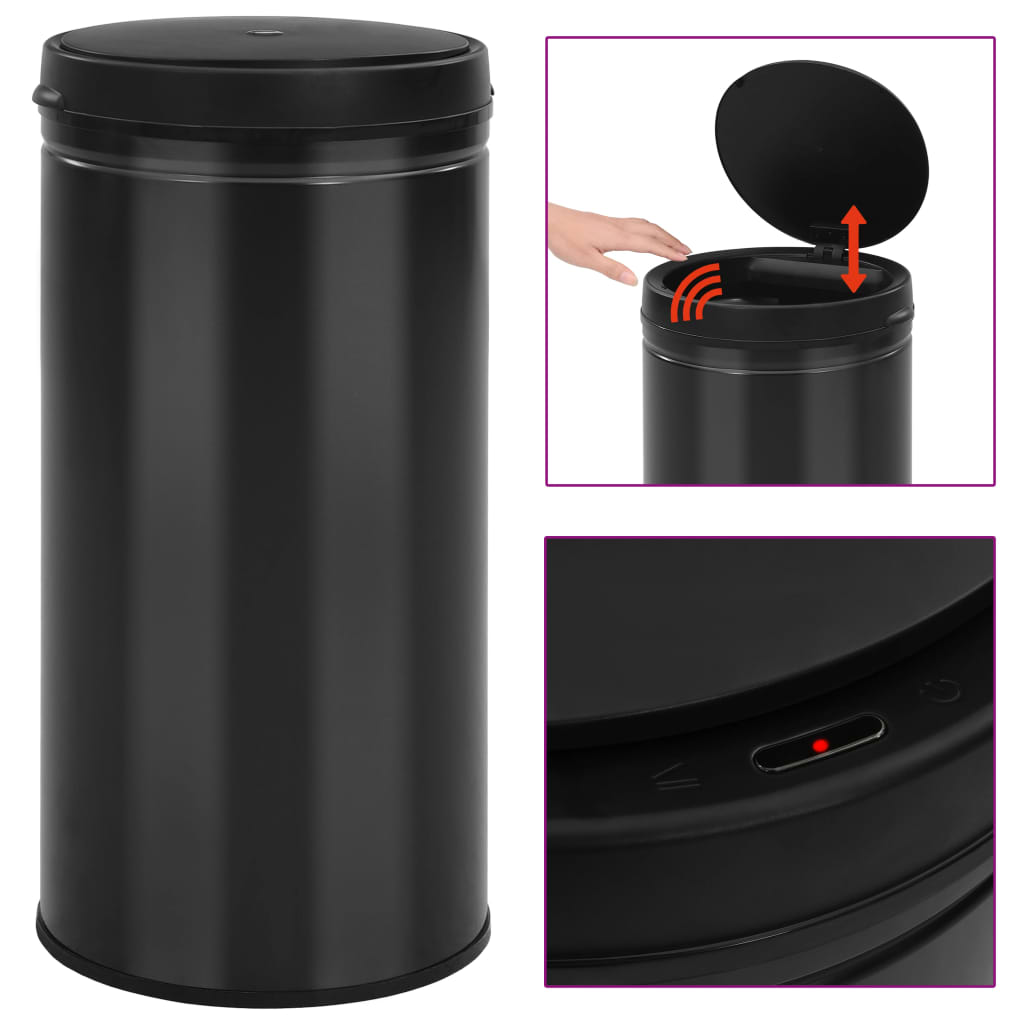 Caixote do lixo com sensor automático 70 l aço carbono preto