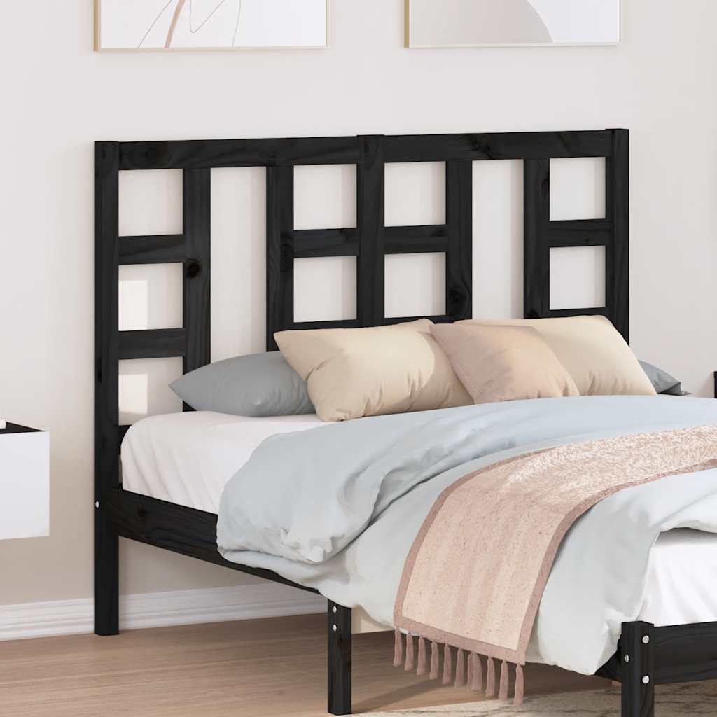 Cabeceira de cama 126x4x100 cm pinho maciço preto