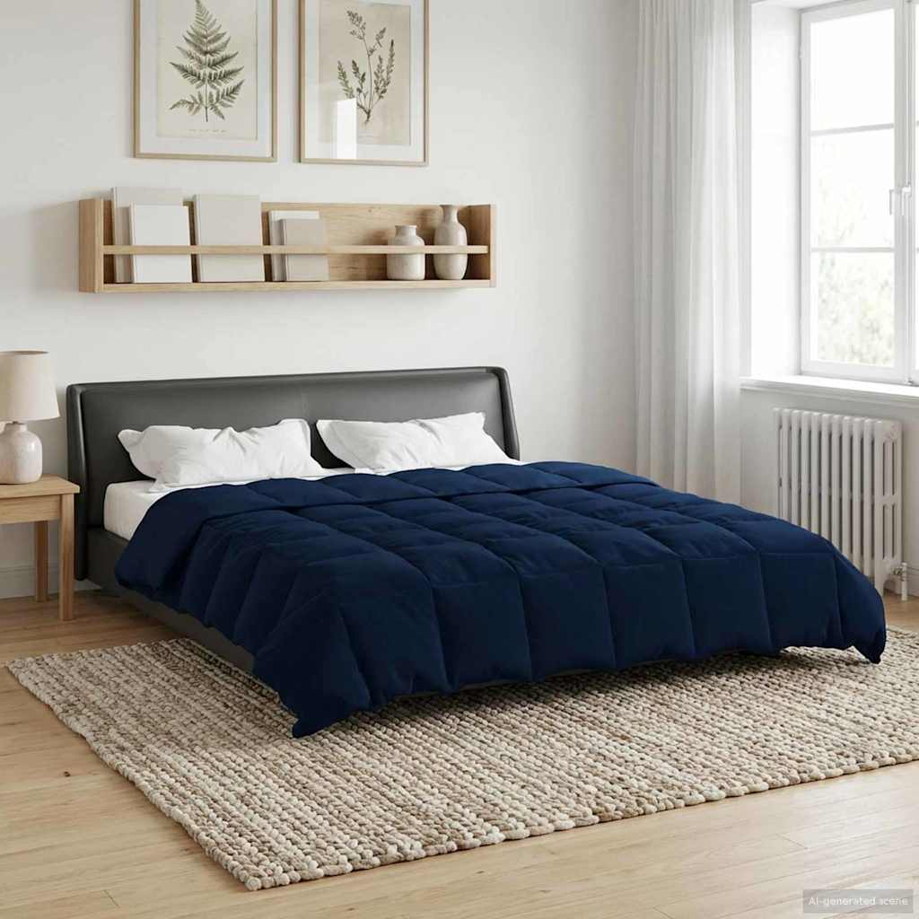 Edredom de verão simples azul escuro 220 x 260 cm microfibra