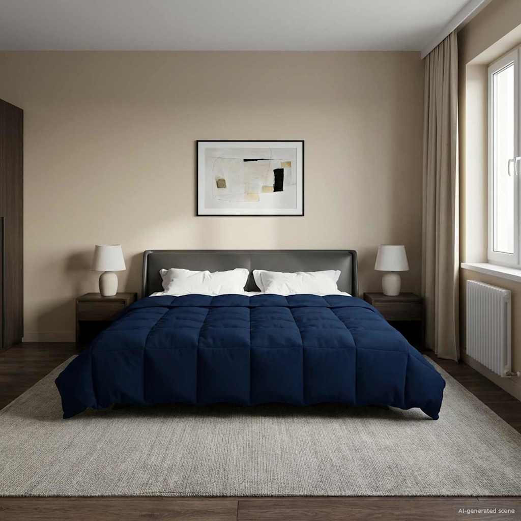Edredom de verão simples azul escuro 220 x 260 cm microfibra