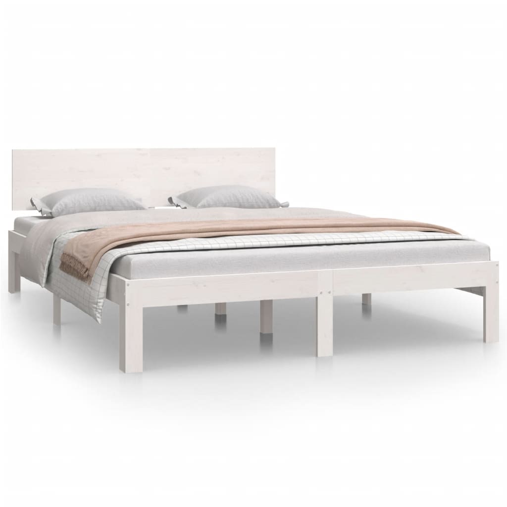 Estrutura de cama 140x200 cm pinho maciço branco