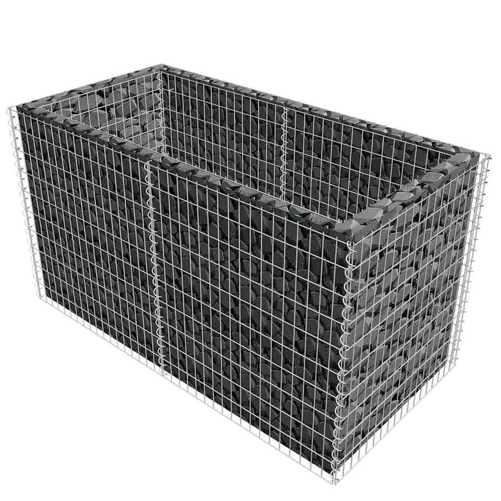 Canteiro elevado/cesto gabião 180x90x100 cm aço prateado