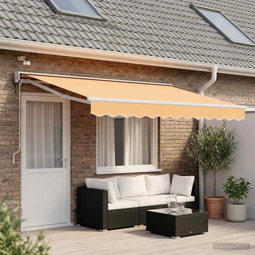 Toldo retrátil elétrico areia 4 × 3,5 m