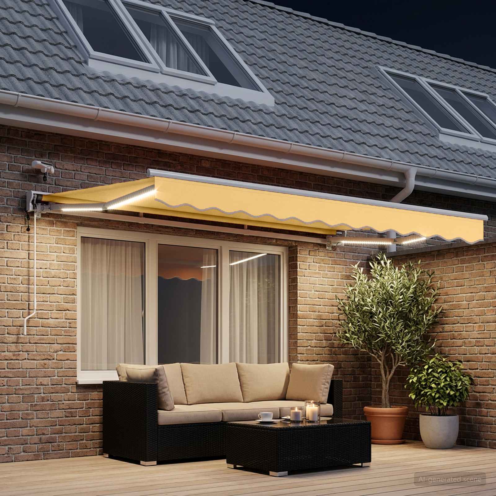 Toldo retrátil elétrico areia 4 × 3,5 m