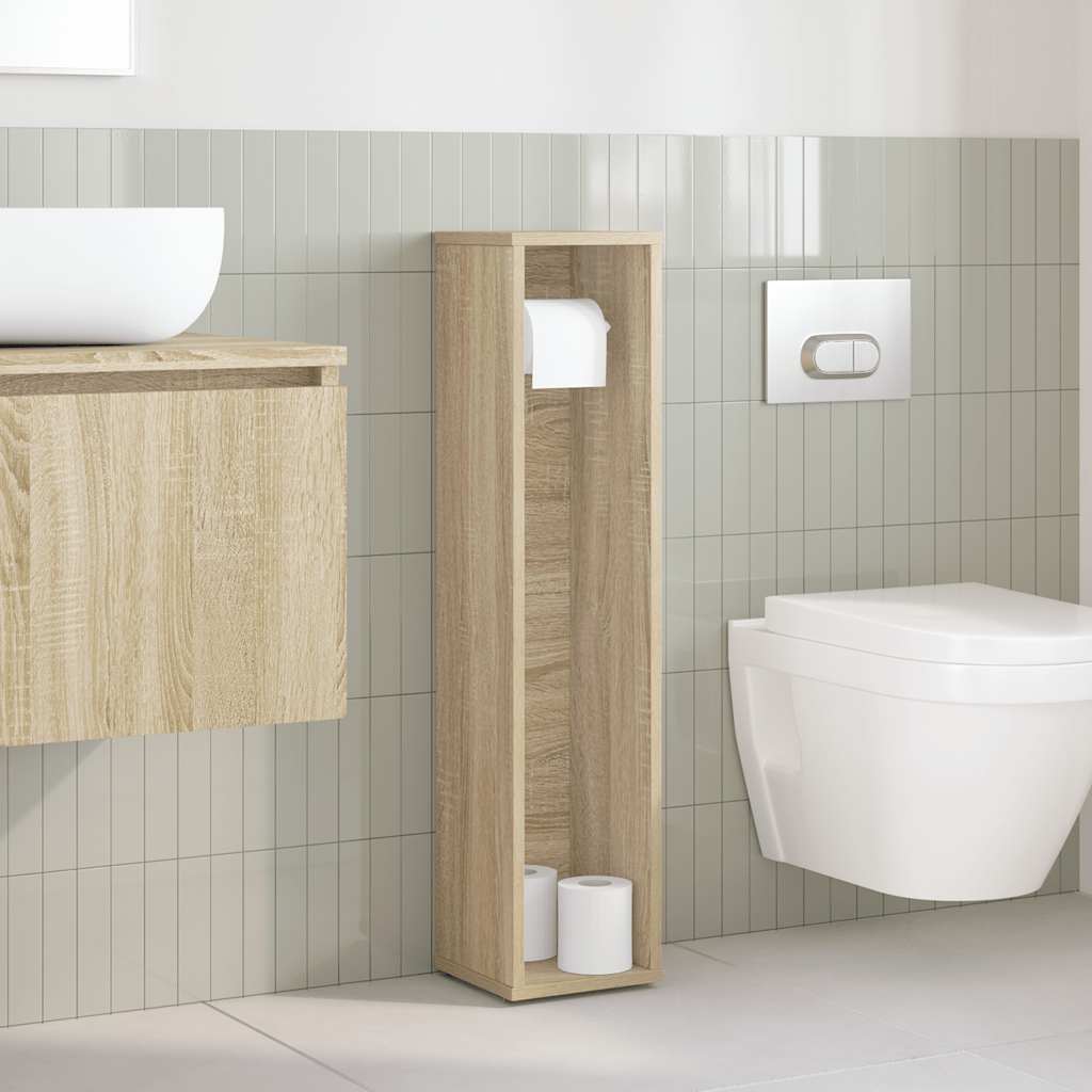 Móvel p/ casa de banho c/ suporte rolos 20,5x20x90cm cor sonoma