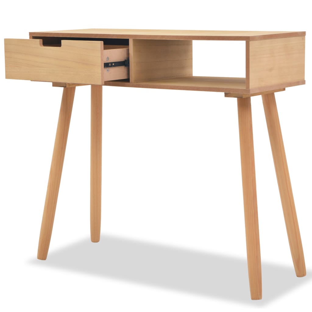 Mesa consola de pinho maciço 80x30x72 cm castanho