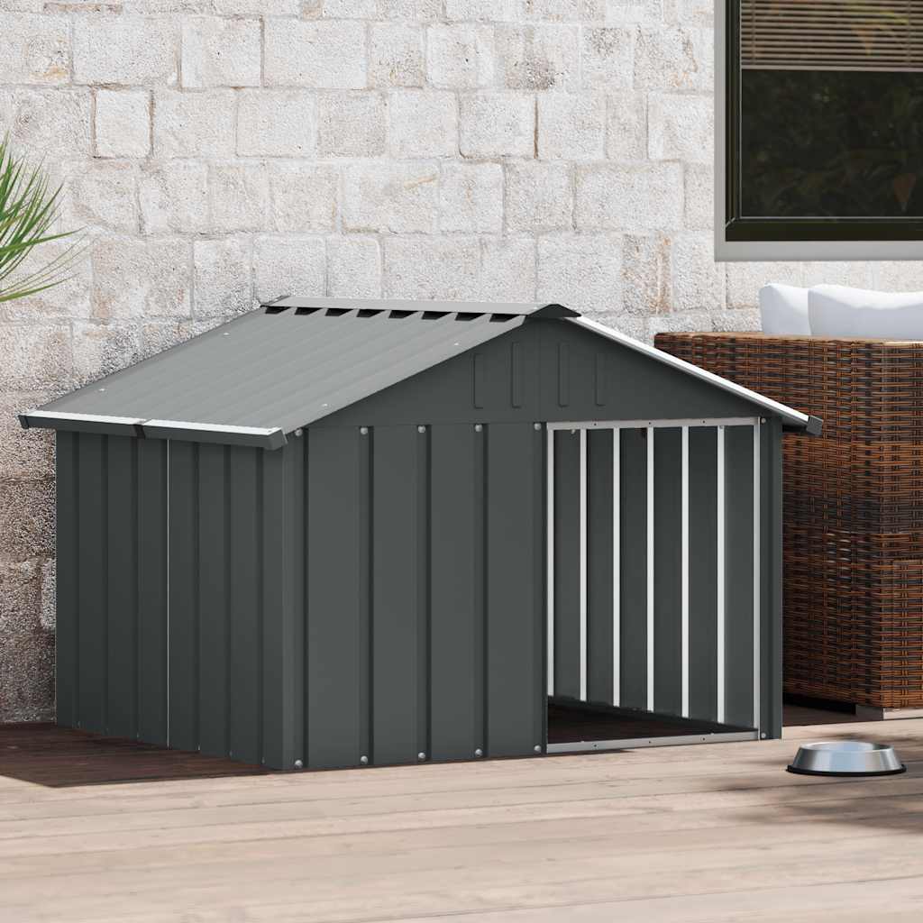Casota para cães 116,5x103x81,5 cm aço galvanizado antracite