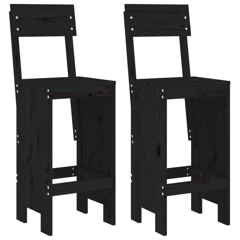 3 Pcs conjunto de bar para jardim pinho maciço preto