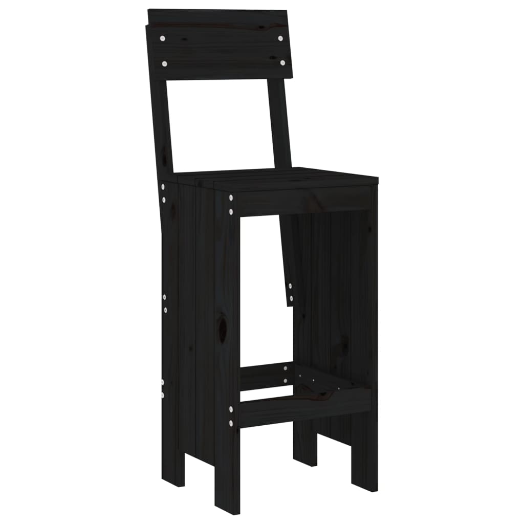 3 Pcs conjunto de bar para jardim pinho maciço preto