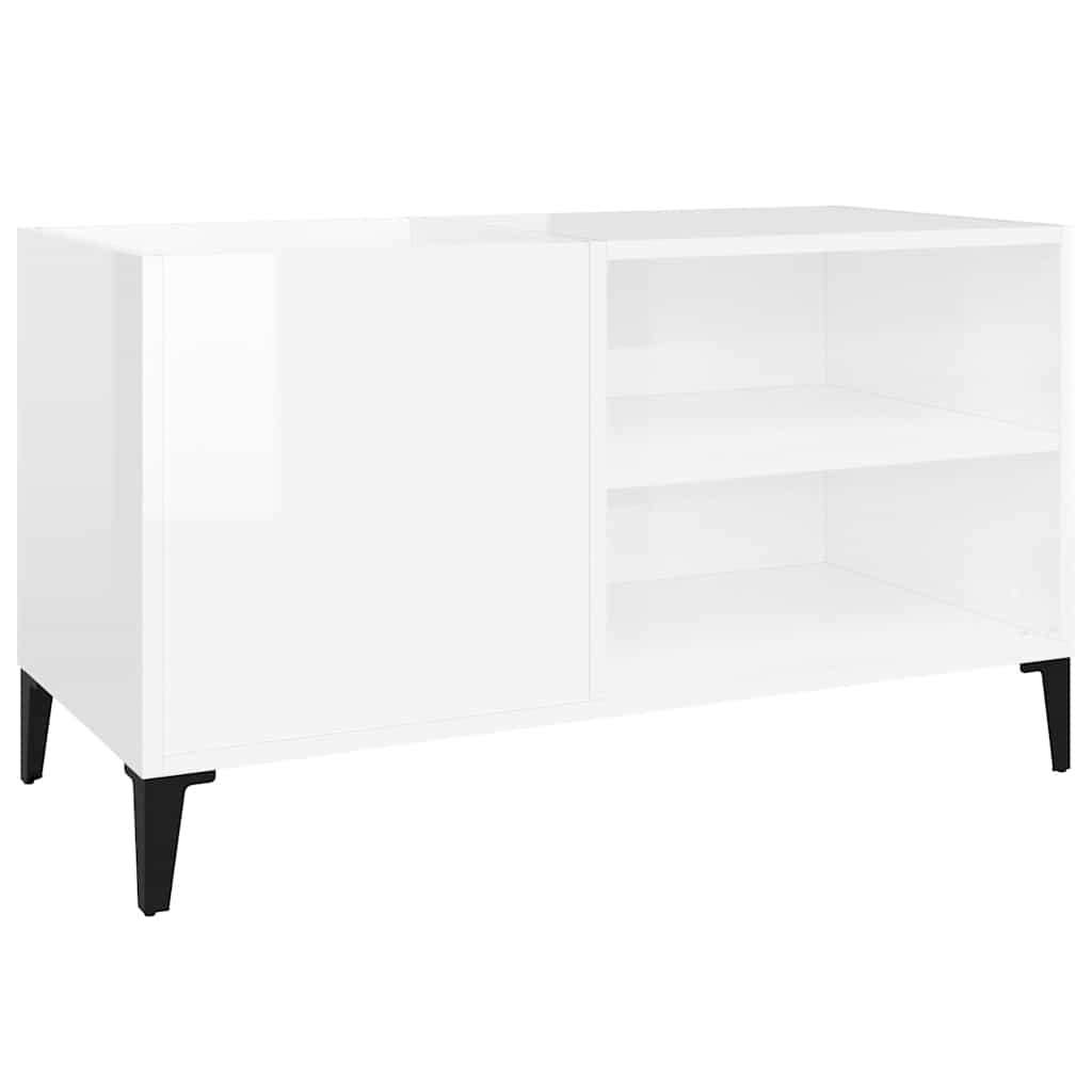 Armário p/ discos 84,5x38x48 cm deriv. madeira branco brilhante