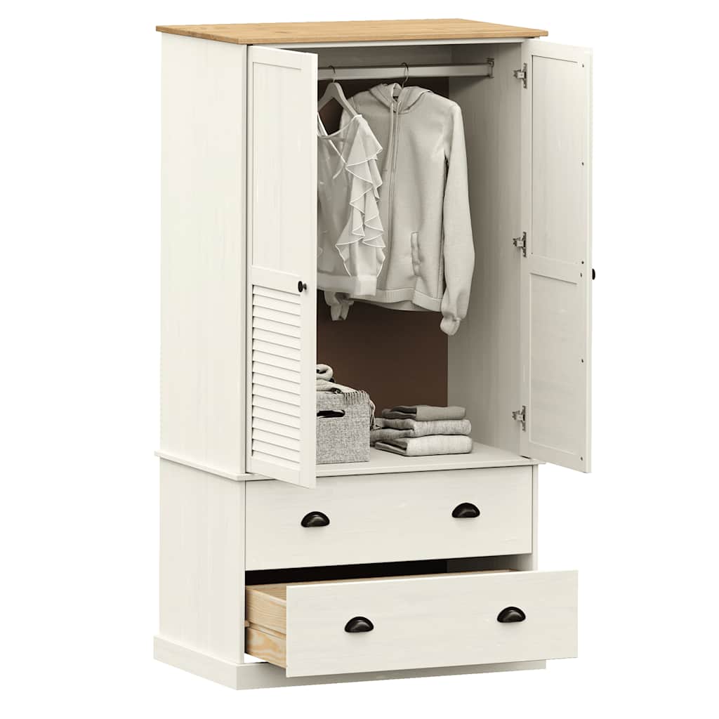 Roupeiro vigo 90x55x170 cm madeira de pinho maciça branco